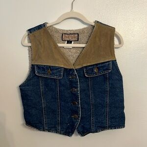 Vintage Faux fur lined denim vest